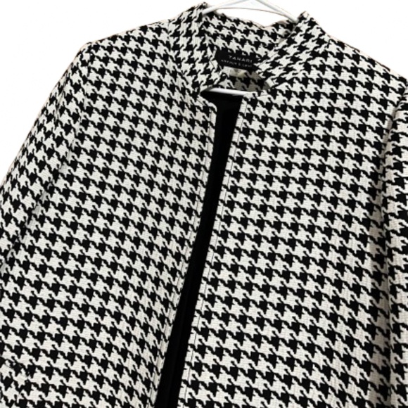 Tahari ASL Black & White Houndstooth Print Mid Length Blazer Jacket Sz-10 - Picture 3 of 8